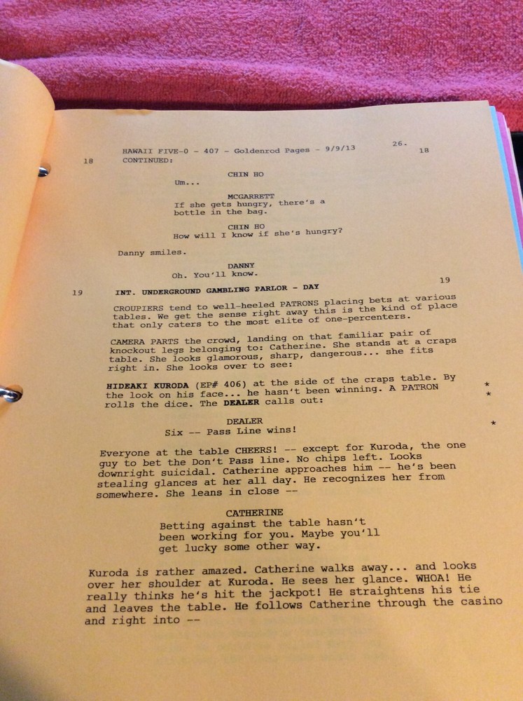 HAWAII FIVE-O ORIGINAL SCRIPT 407 SCHEDULE 2013 UA NALOHIA DANIEL DAE KIM