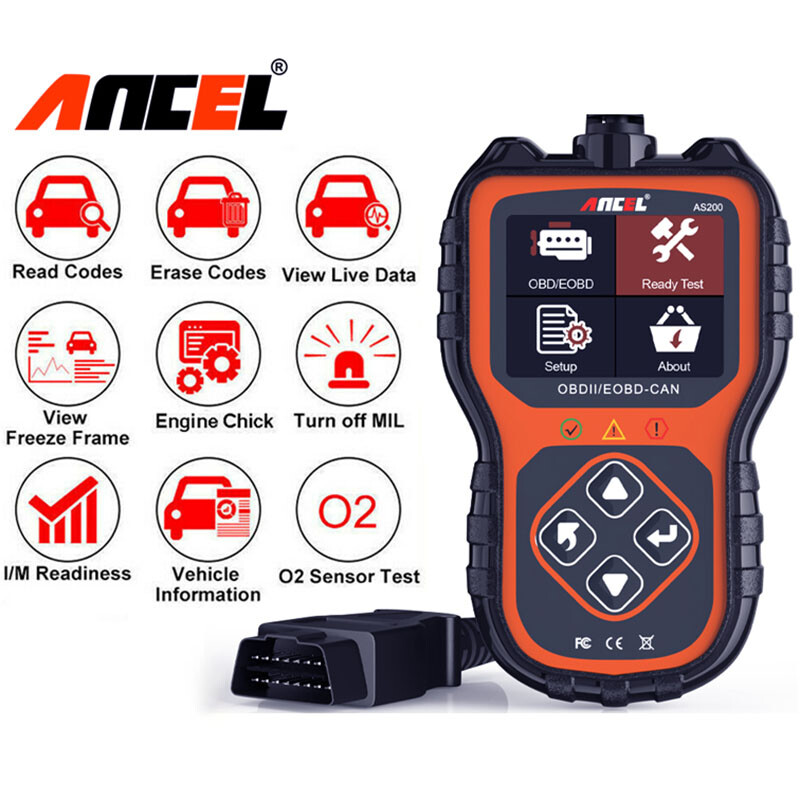 AS200 OBD2 Scanner Universal 12V Car Fault Code Reader Engine Diagnostic Tool