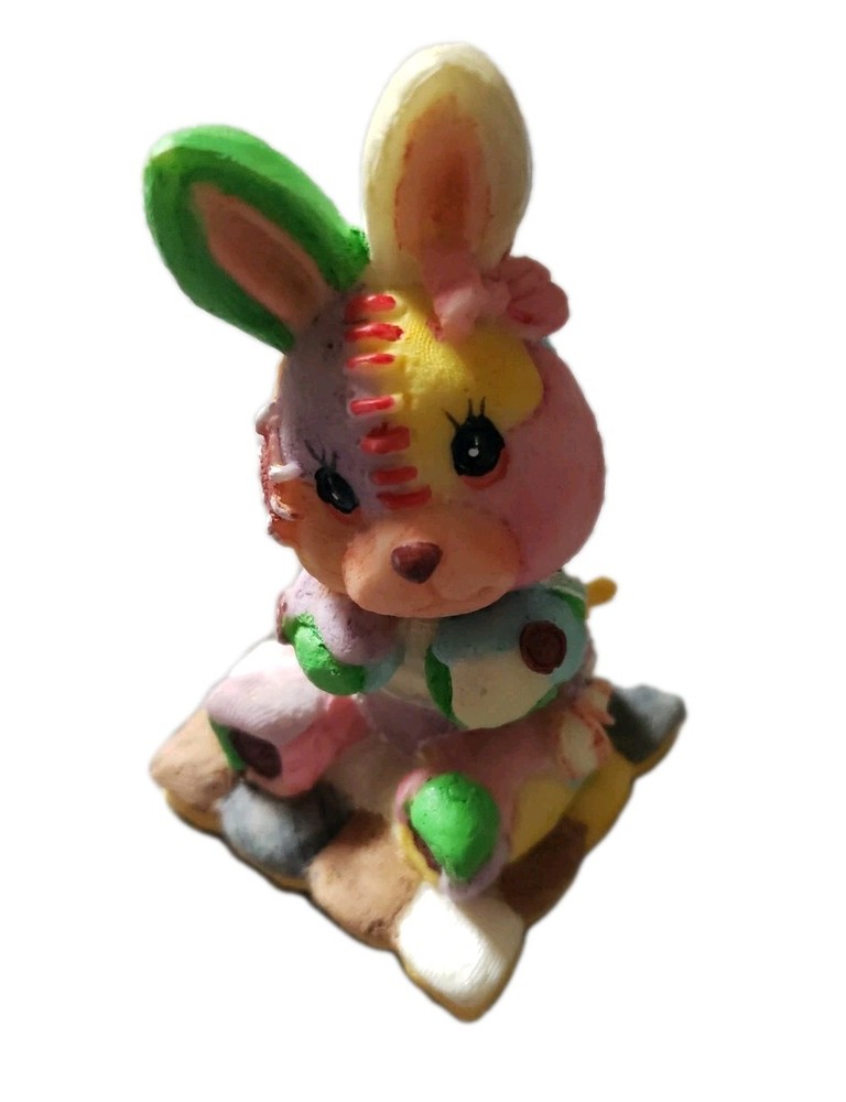 Easter Decorative Patchwork Bunnies Set Of 5 EUC.. 3.5inx2in *ships ASAP *EASTER