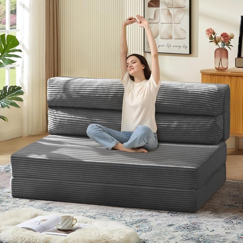 Multifunctional Foldable Sofa Bed W/ High Density Foam Adjustable Chair & Pillow