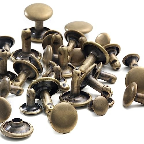 340 Sets Leather Rivets Kit Mixed Sizes Rivets for Leather Double Cap Bronze
