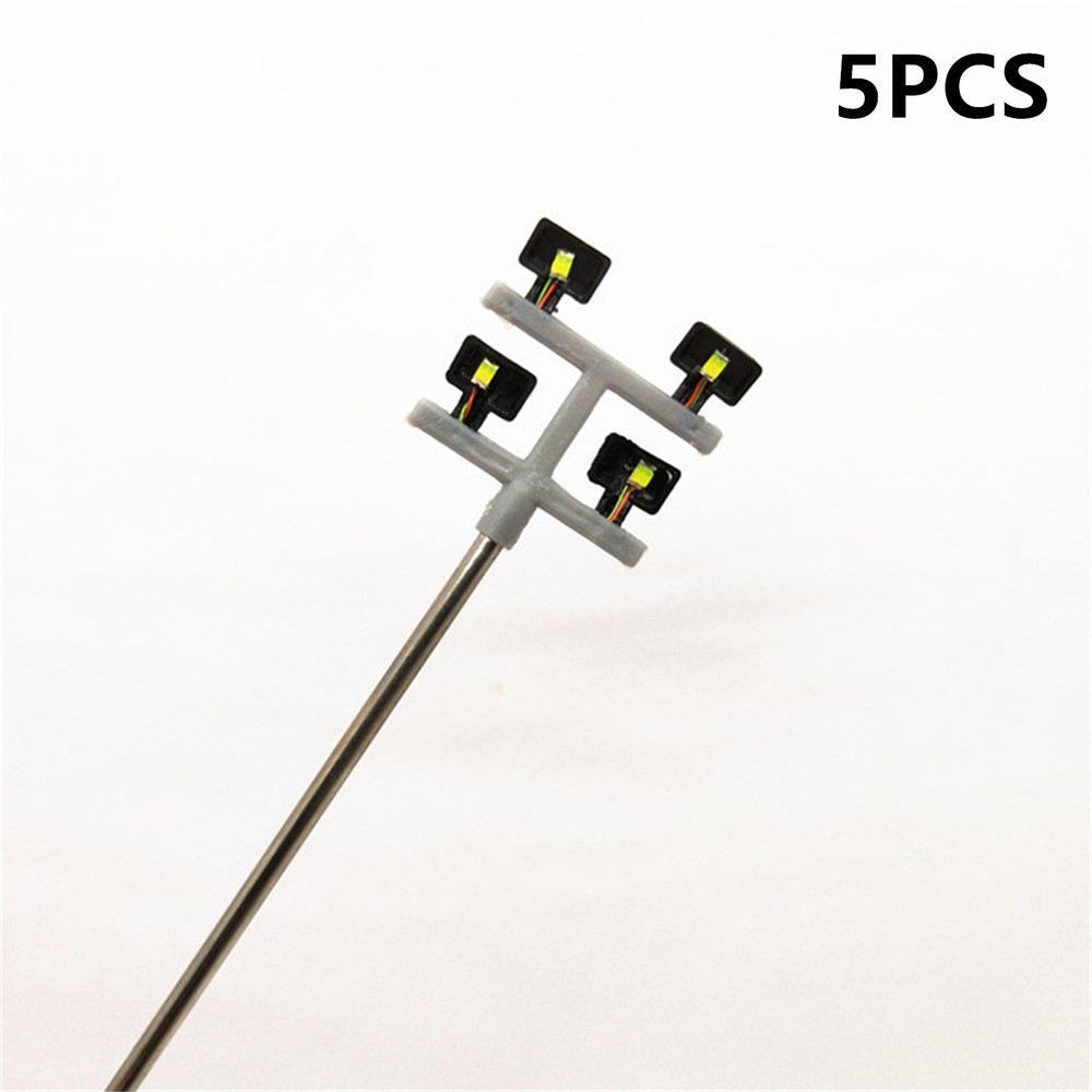 5PCS/Set 1:100 Train Light Railway LED Lamp Post Building Scenery Layout Model