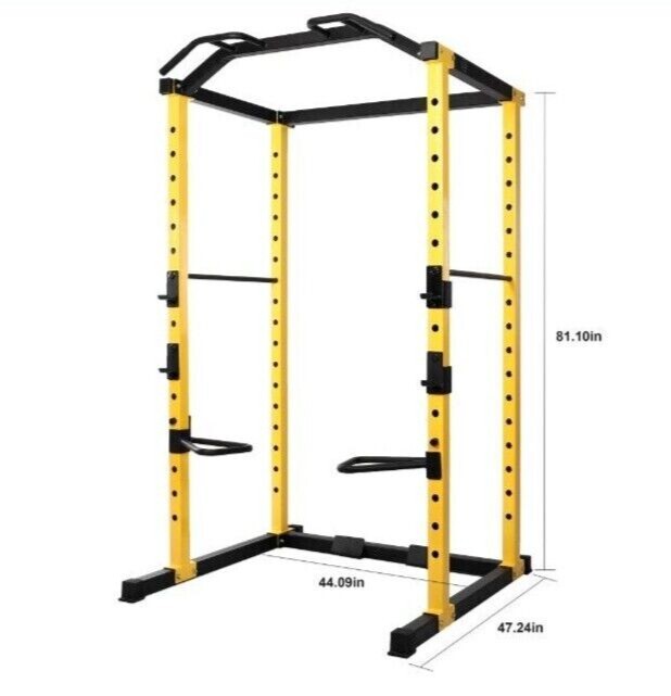  1000lb Capacity Multi-Function Adjustable Power Cage Power Rack Yellow 