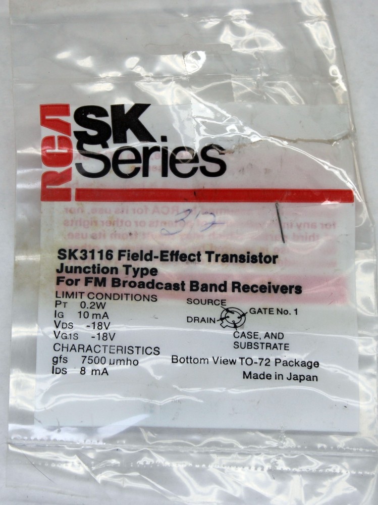 RCA Solid State Replacement Device SK3116 OB NIB NOS Vintage RCA E22