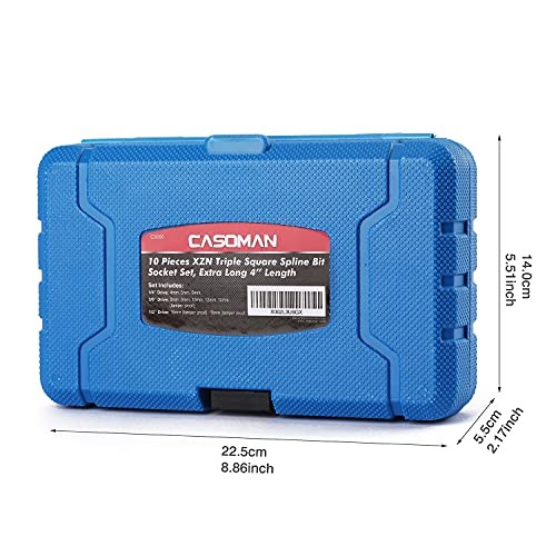 10 Piece Spline Tip Bit Socket Set, M-Type, S2 10 PCS Extended Length (4-Inch)