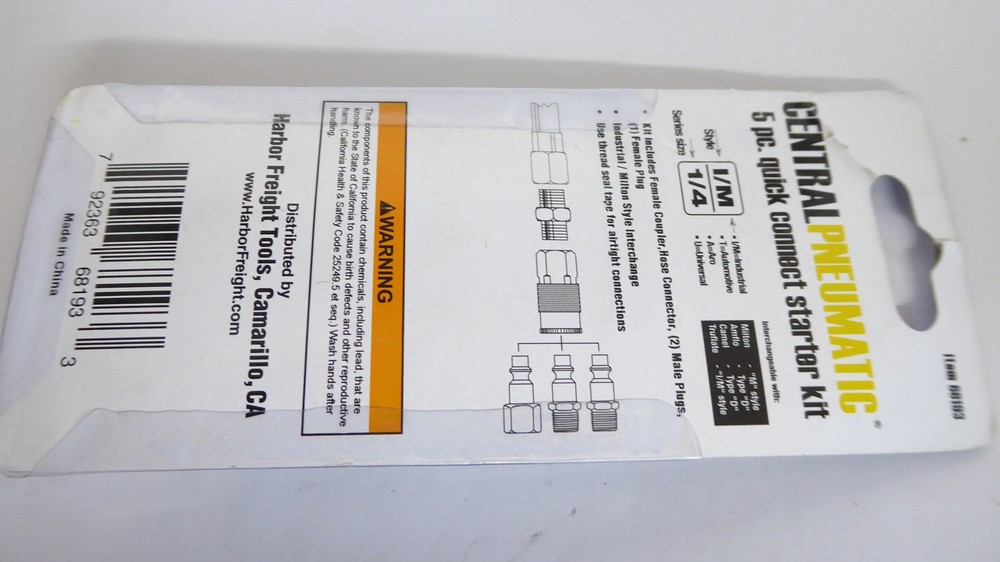 4 Central Pneumatic 68193 Quick Connect Starter Kit (5 pack)