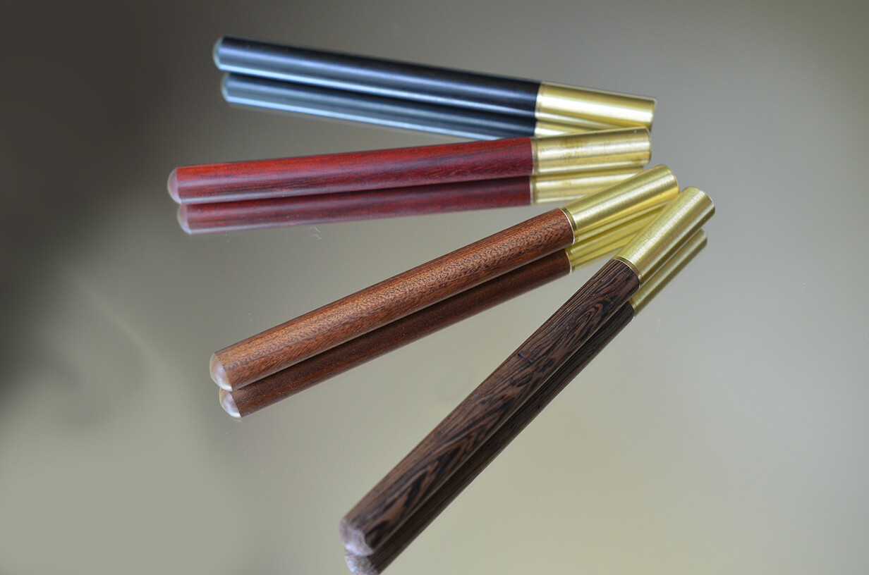 Wooden Ballpoint Pen - Natural Wood with Brass Cap - Black Ink 0.5mm