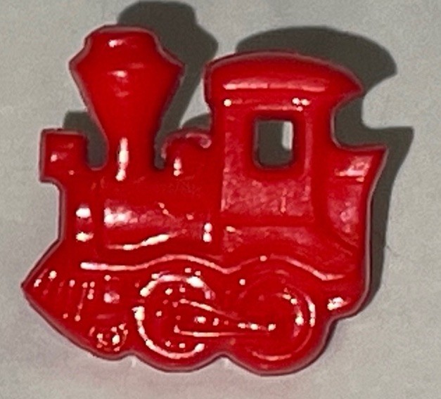 5 Red Plastic Train Children's Button Lot 117-8