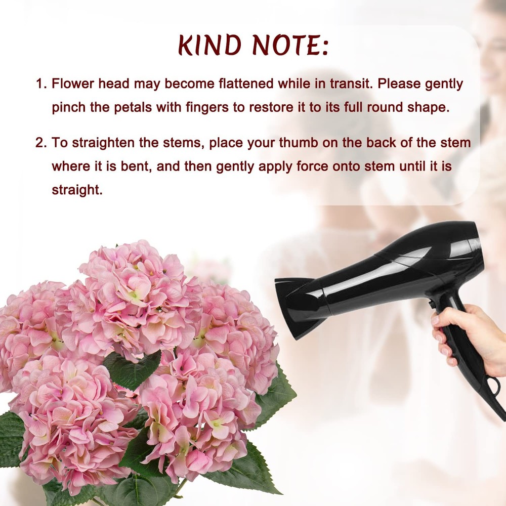 Pink Hydrangea Artificial Flowers Large Artificial Hydrangeas Silk Flowers fo...