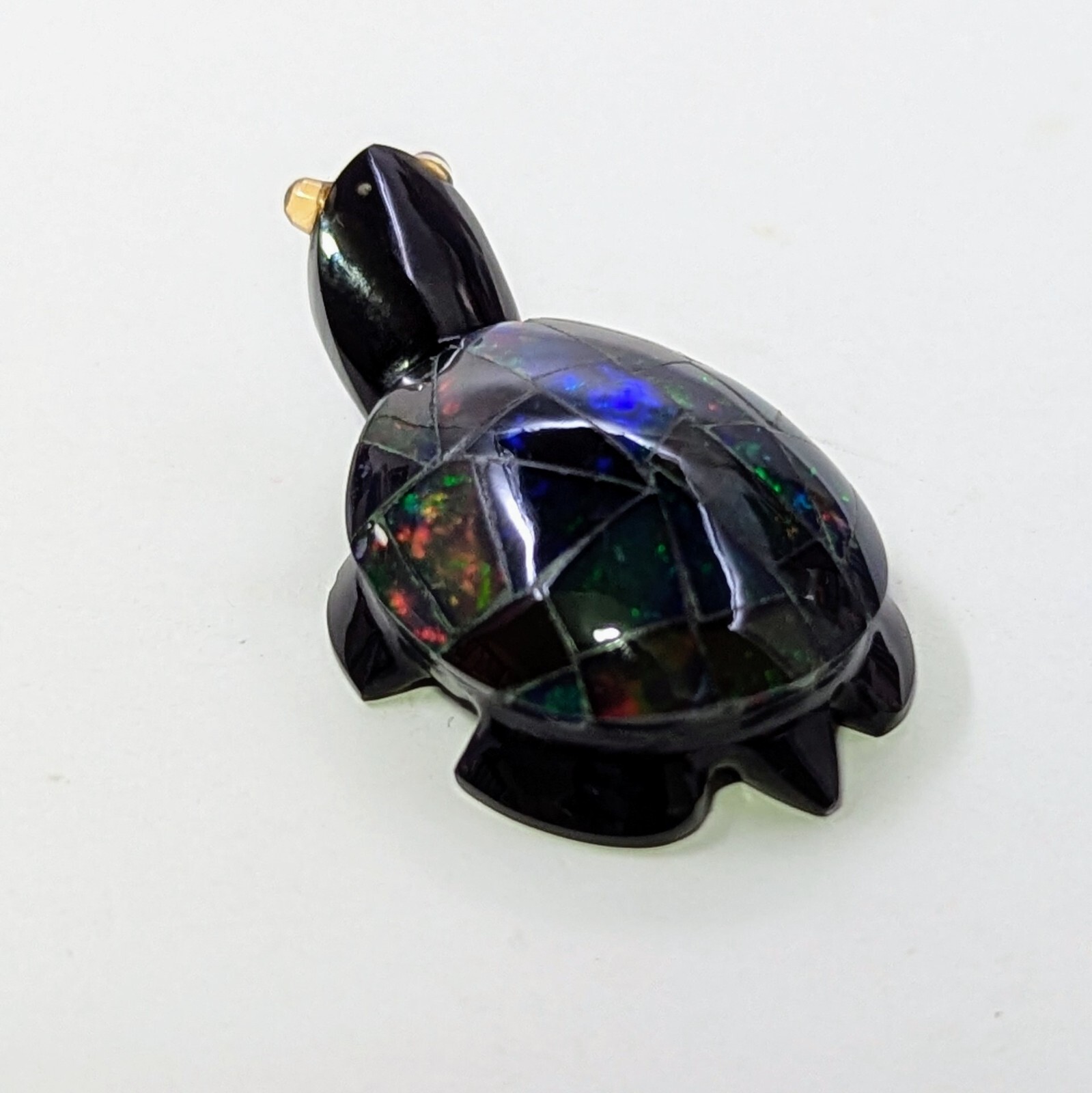 FIREY MEXICAN OPAL TURTLE CARVING 1.25 Inches Long "Stunning Colors"