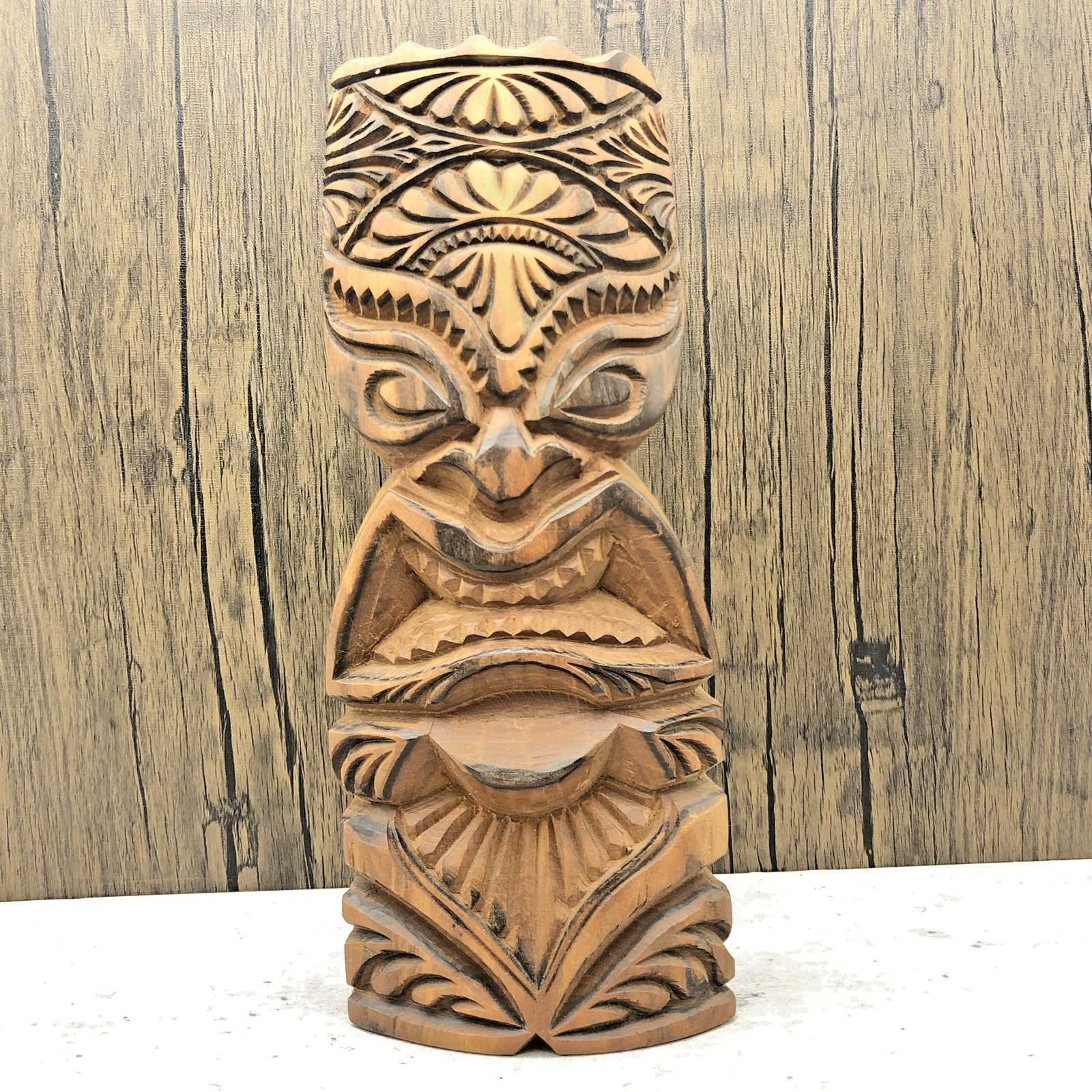 VTG Polynesian-style  Mid-Century Tiki carving Hand Carved 12"