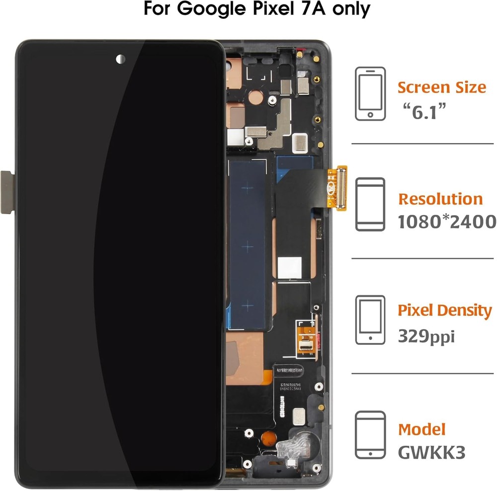 For Google Pixel 7A OLED Display LCD Touch Screen Replacement Digitizer + Frame