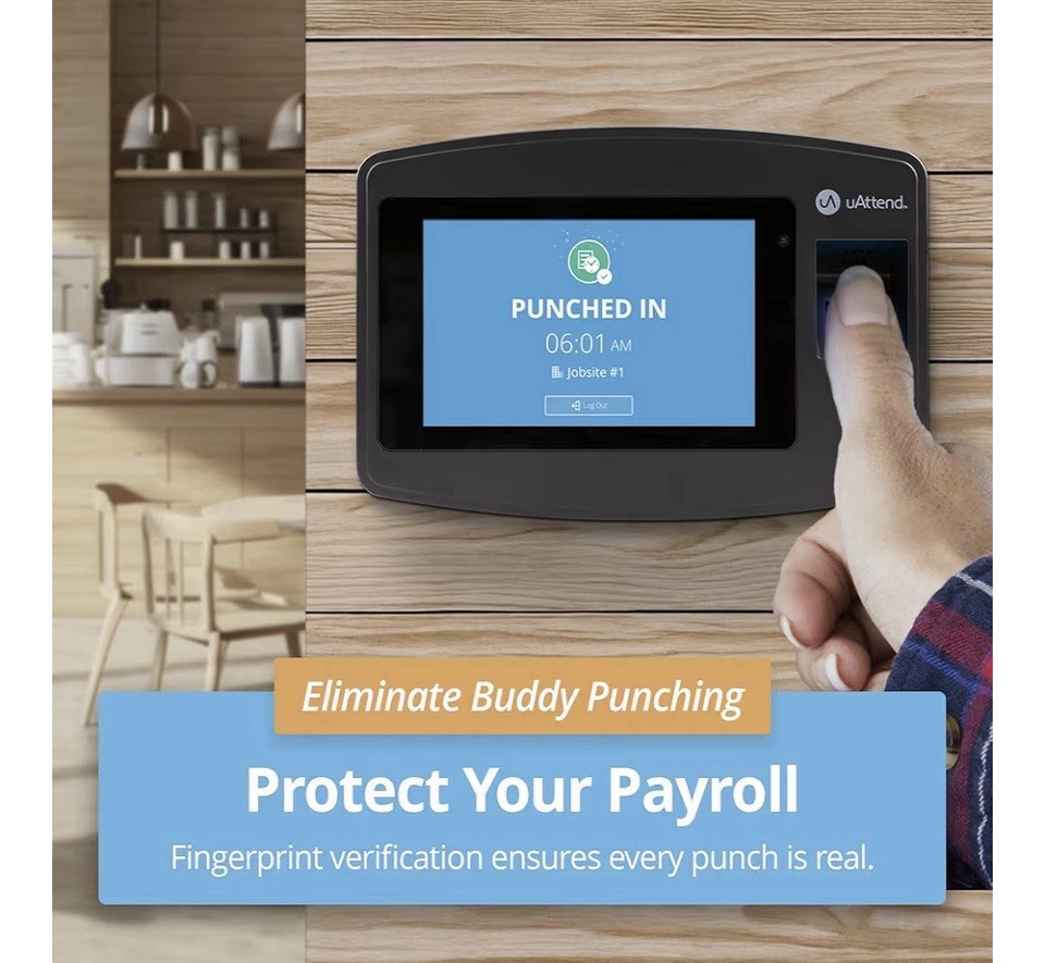 JP2000 Payroll Time Clock, Cloud Payroll Engine w/ Biometric & RFID, $100 Credit