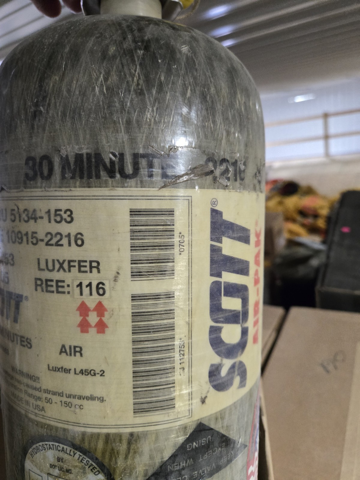Scott Air Pack 30 min carbon spun bottle - 2216 PSI