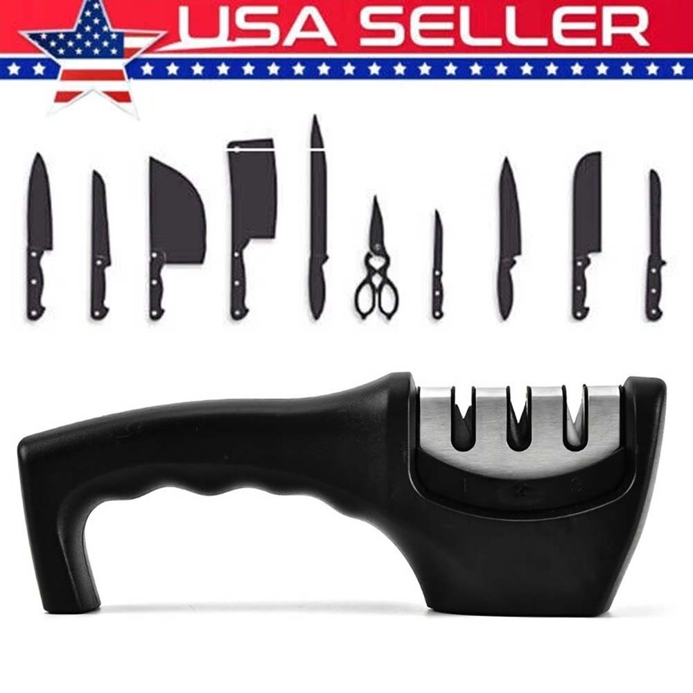 Knife Sharpener Professional Ceramic Tungsten Kitchen Sharpening System 3 Stage