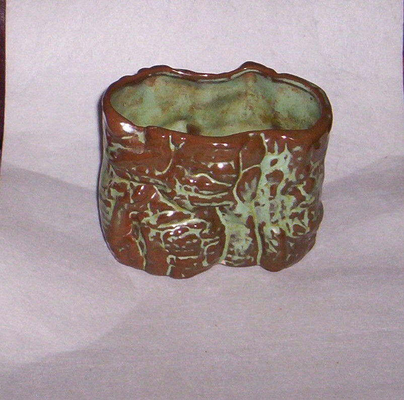 Frankoma Pottery Cork Bark Planter B3 Green