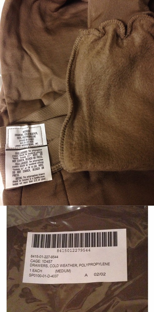 US Military Issue 100% Polypropylene "SET" Undershirt & Drawers, Size:Medium NEW