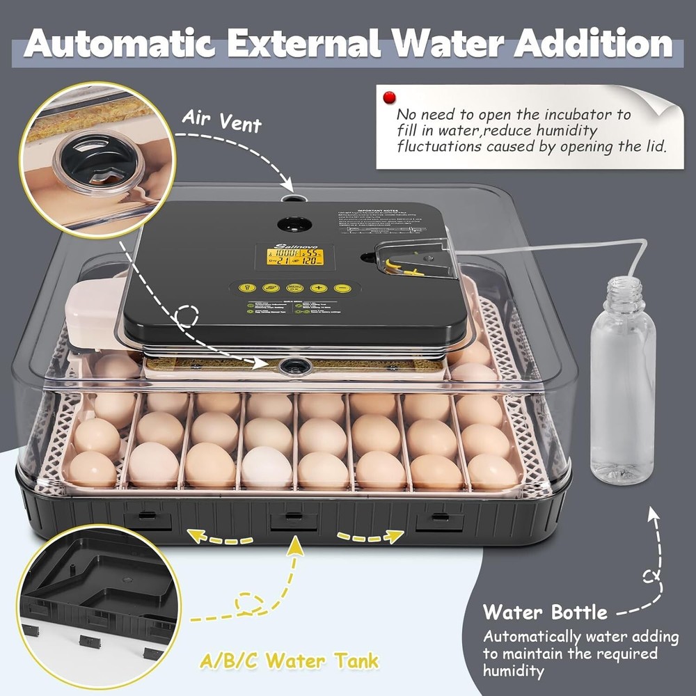 56 Egg Incubator for Hatching Eggs w/Automatic Egg Turner Temperature Display
