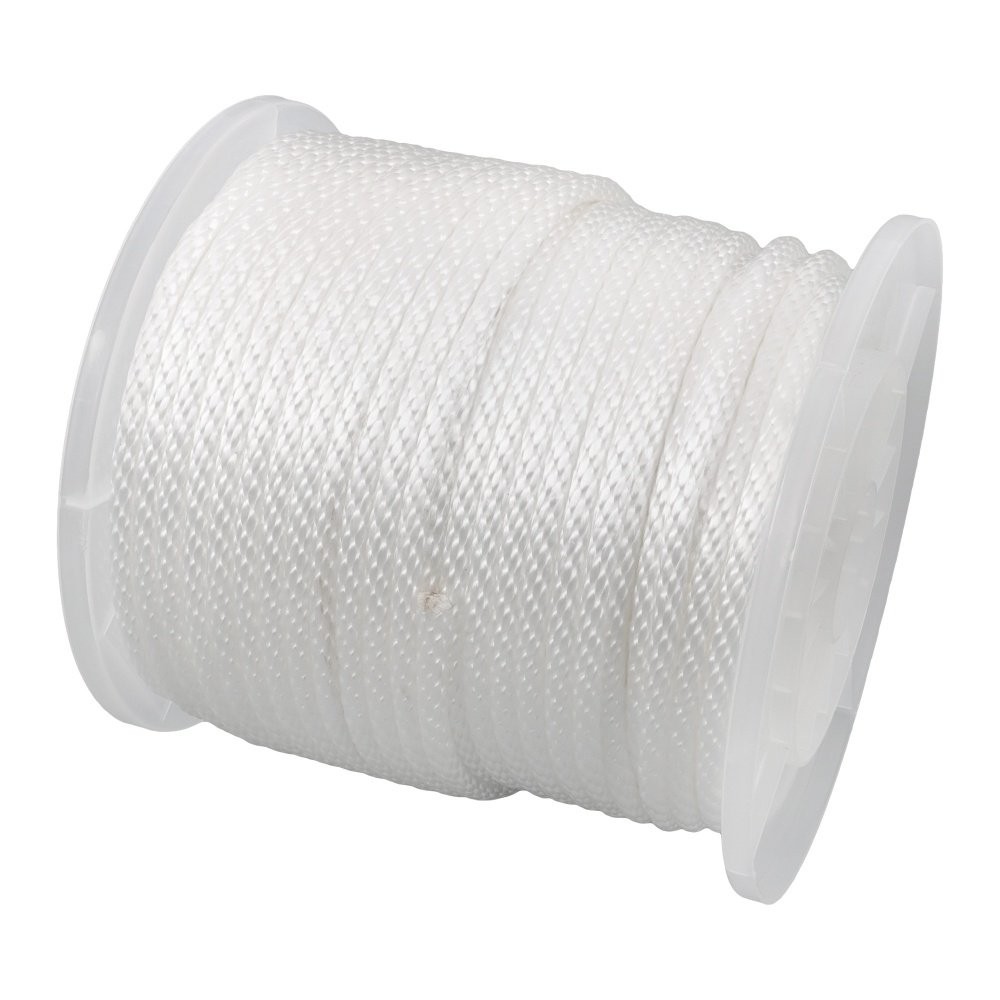 5/16 Inch 250ft White Nylon Solid Braid Rope Abrasion Resistance Multipurpose
