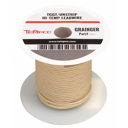 Tempco Ldwr-1048 High Temp Lead Wire, Tggt, 14 Awg, Natural, 250 Ft