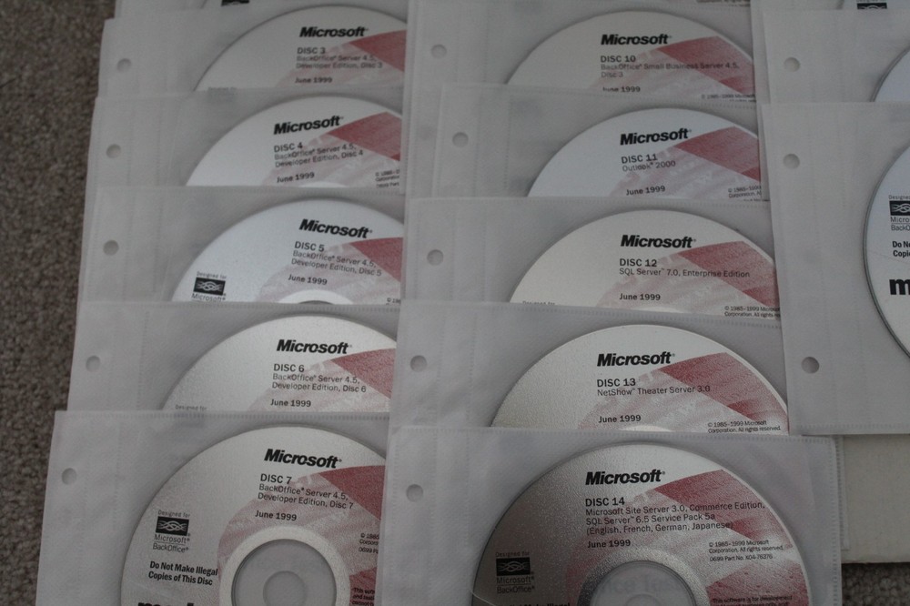 1999 MSDN BackOffice Test Platform Software 1 thru 16 and 19 thru 21