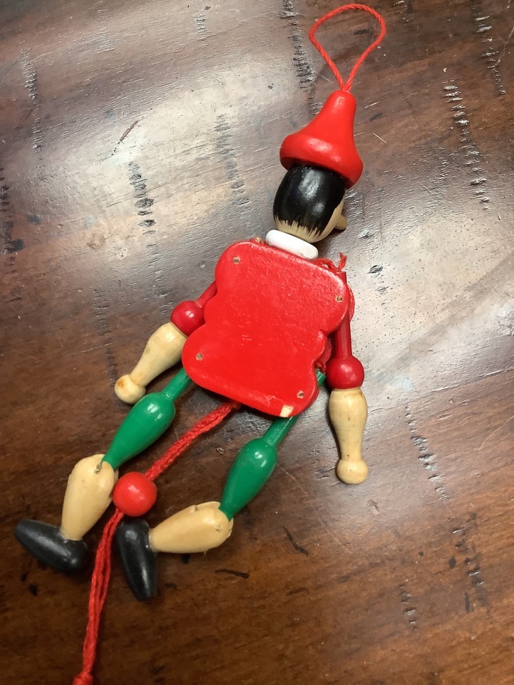 Vintage 11" Italy Made Pinnochio Pull String Puppet Toy