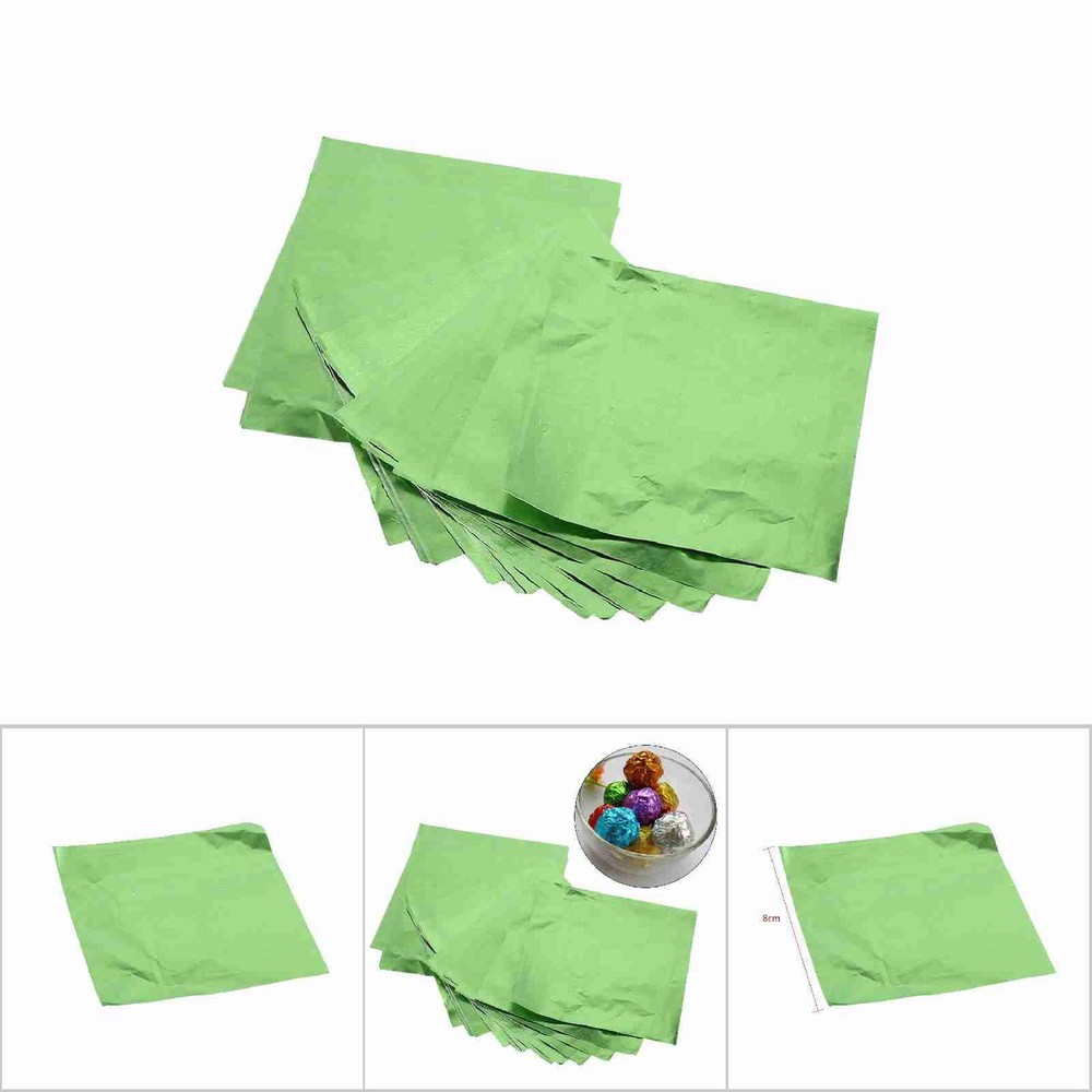 100Pcs Green Square Candy Making Foil Wrappers For Chocolate 3x3