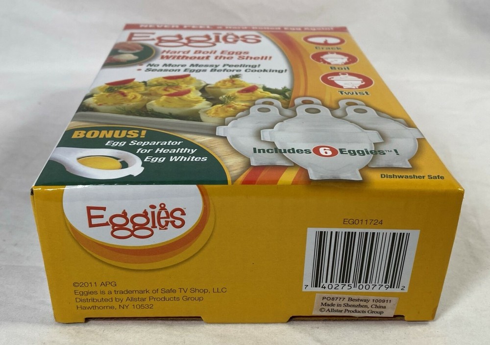 Eggies - Hard Boiled Eggs without the Shell - 6 cookers plus egg separator, NEW
