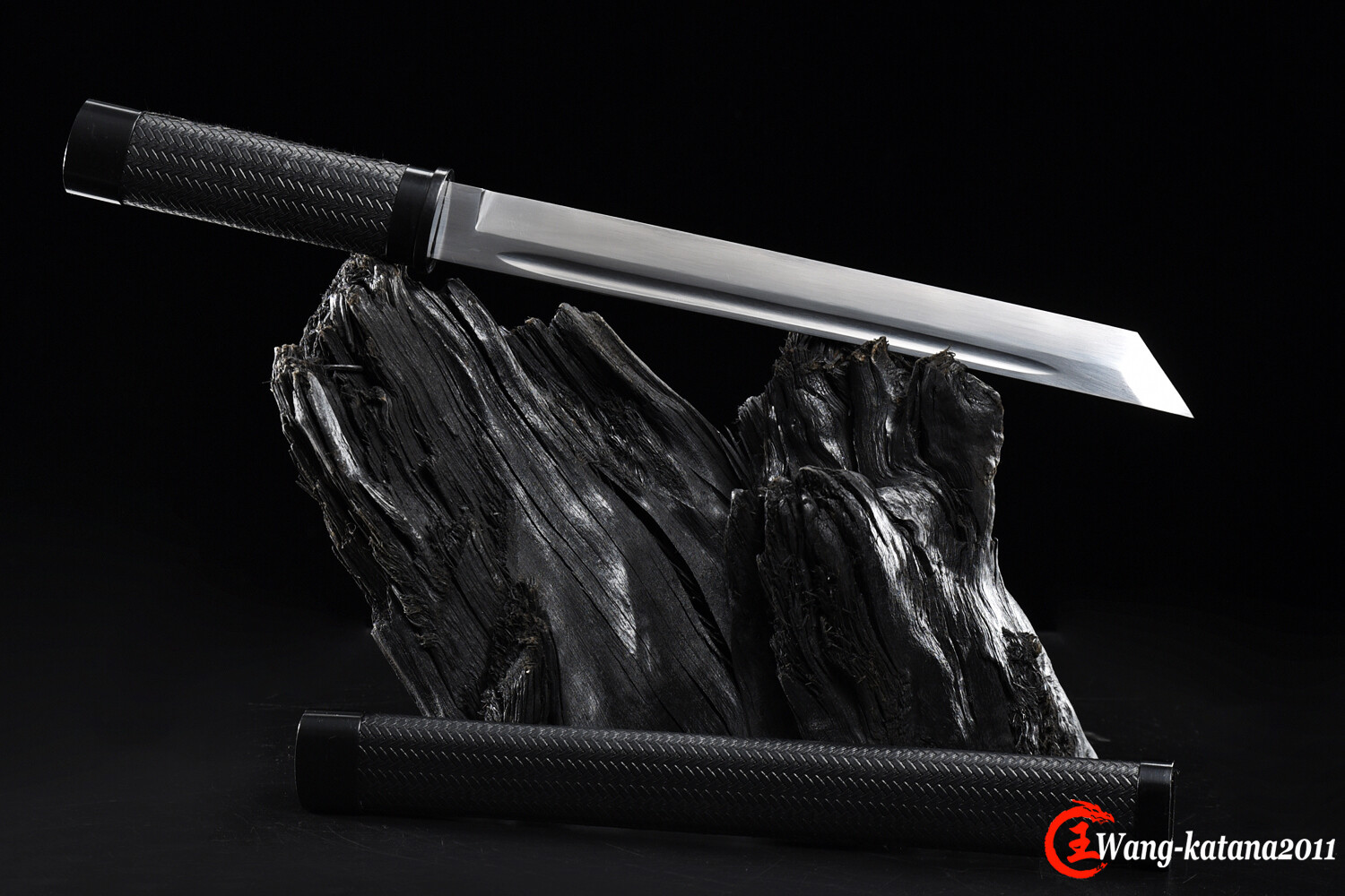 18''Tanto 9260 Steel Mini Katana Self-defence Japanese Samurai Black Short Sword