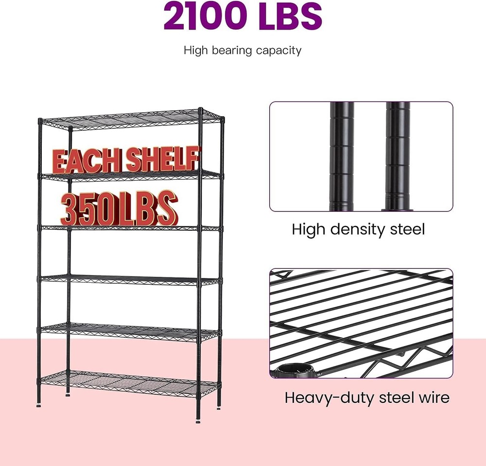 Rust-Resistant 6-Tier Wire Shelving System with Wheels | Easy Tool-Free Assembly