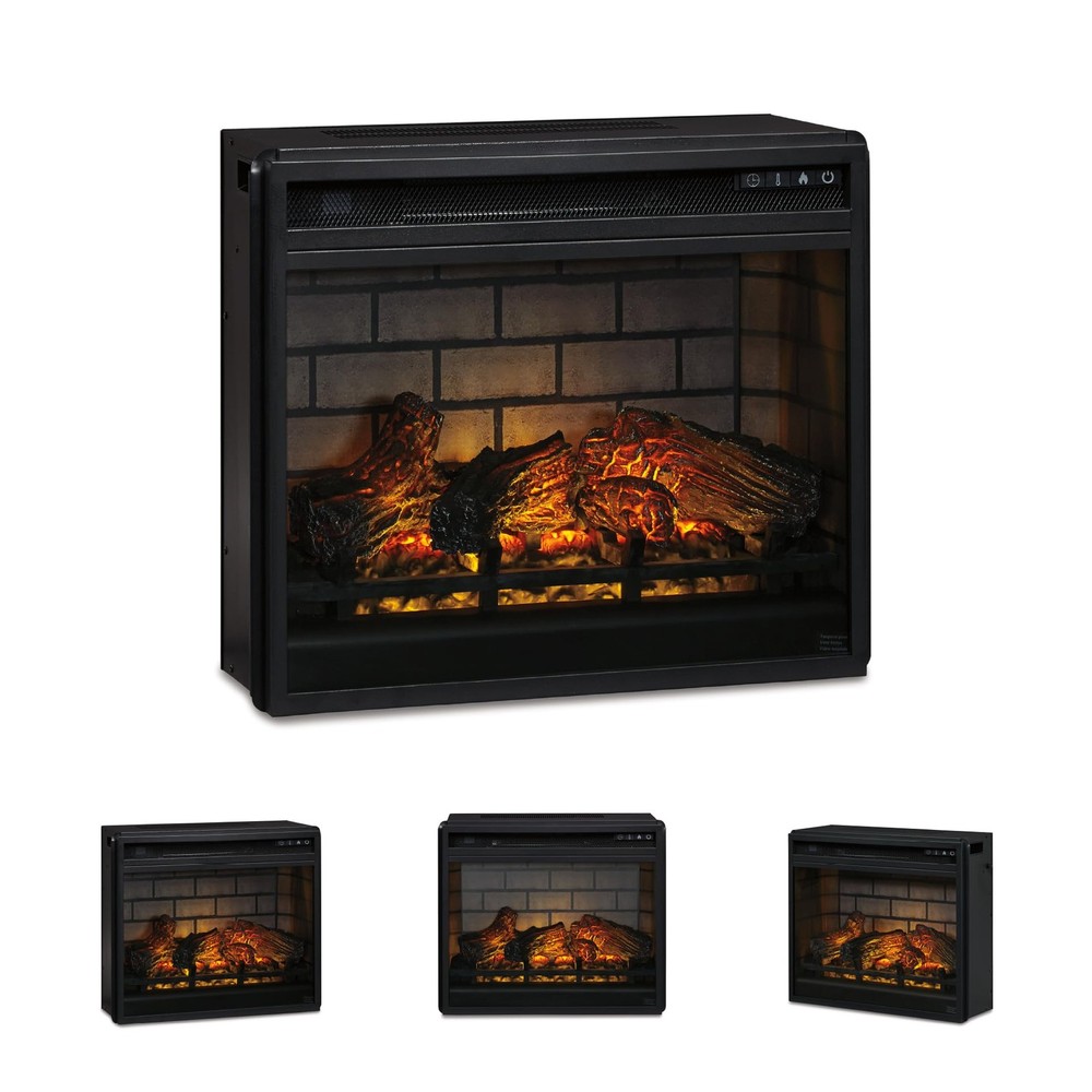 24" Electric Infrared Fireplace Insert with Remote Control, Black