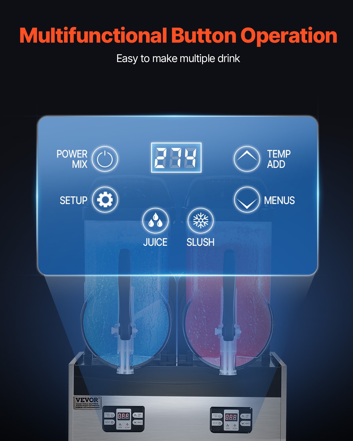 VEVOR Tank Commercial Slushy Machine Margarita Smoothie Frozen Drink Maker