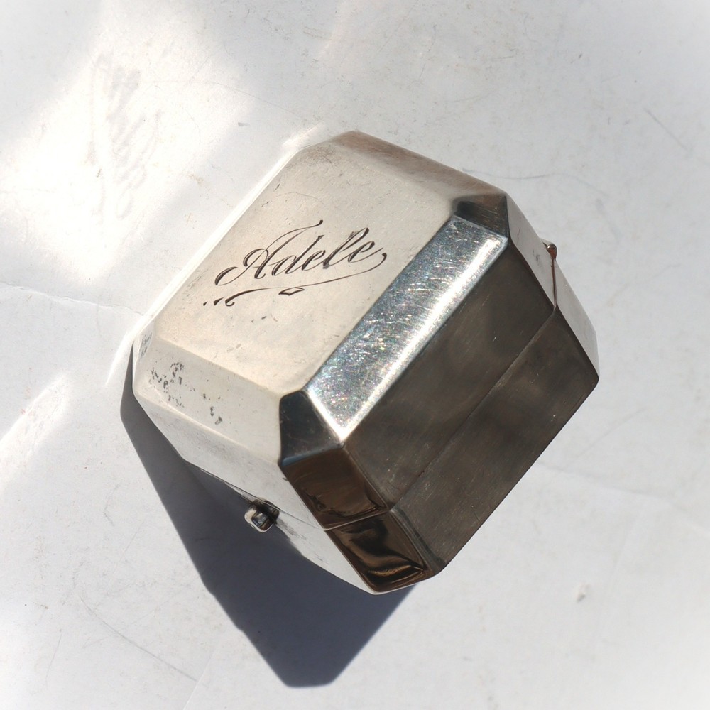 Antique Birks Canada Sterling Silver Ring Presentation Box Engraved 'Adele'