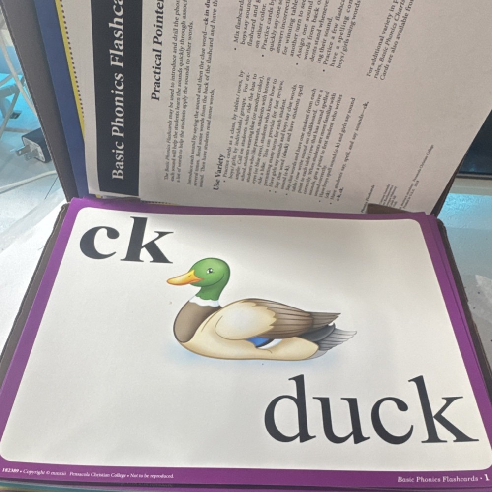 Abeka Basic Phonics Flashcards Multicolor Educational Cards Teaching Supplies