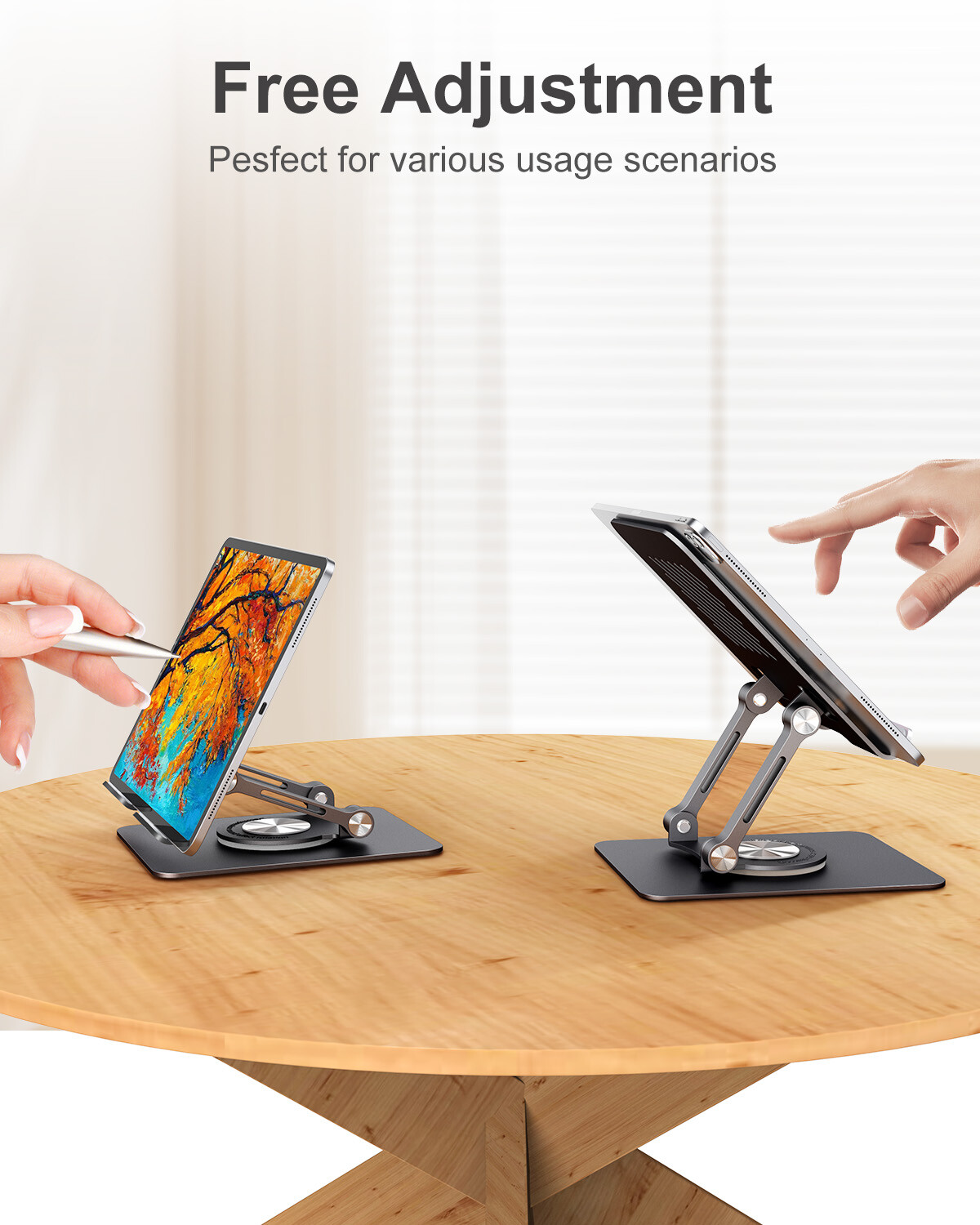 Metal 360°Adjustable Phone Tablet Stand Desk Holder Mount Cradle For iPhone iPad