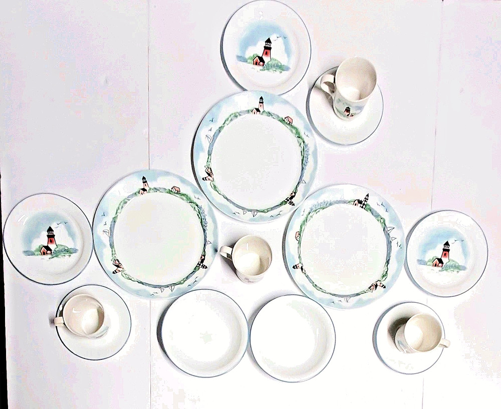 Corelle Impressions Outer Banks Lighthouse Dinnerware Stoneware 15 Piece Set