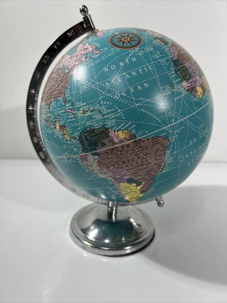 Decorative Globe Desk Spinning Silver