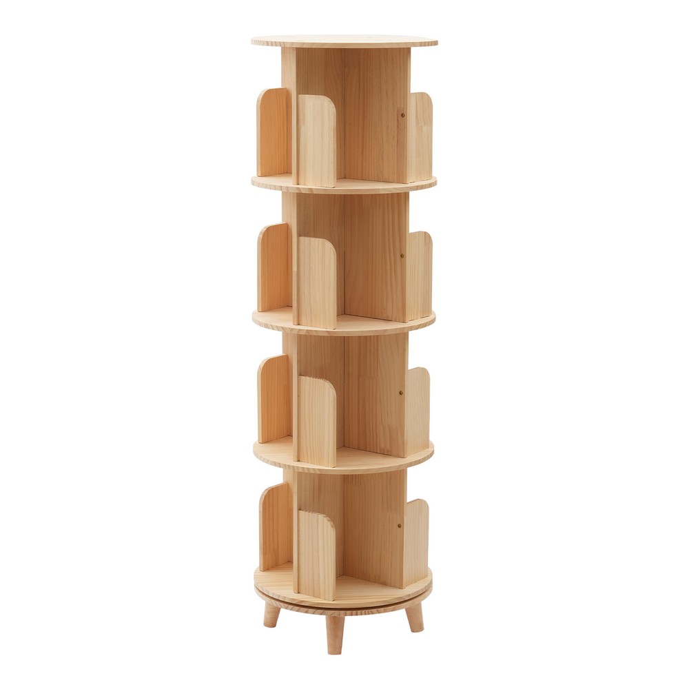 4 Layers Rotating Bookshelf Bookcase Storage Rack Floor Standing Display Holder
