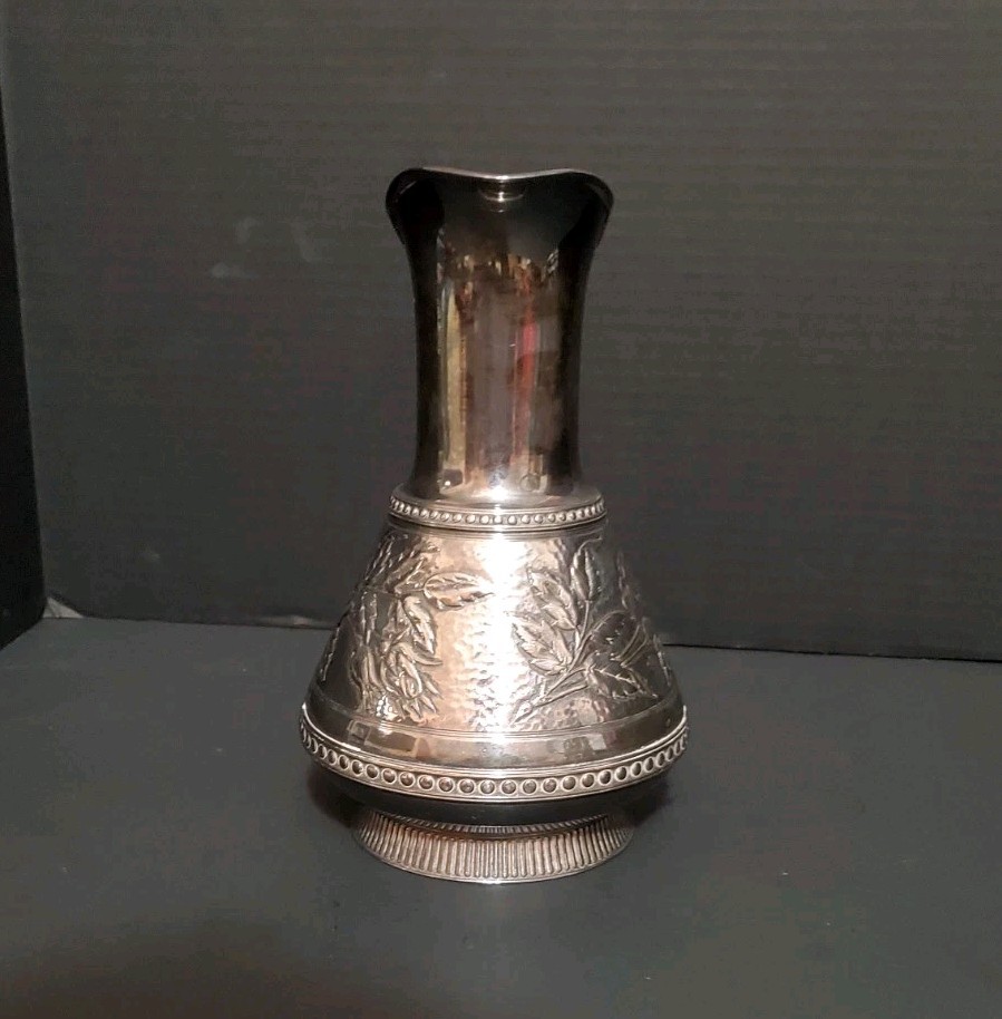 Flavia Montelupo Silver Plated Pitcher Floral Repoussé Design W/ Raised Elements