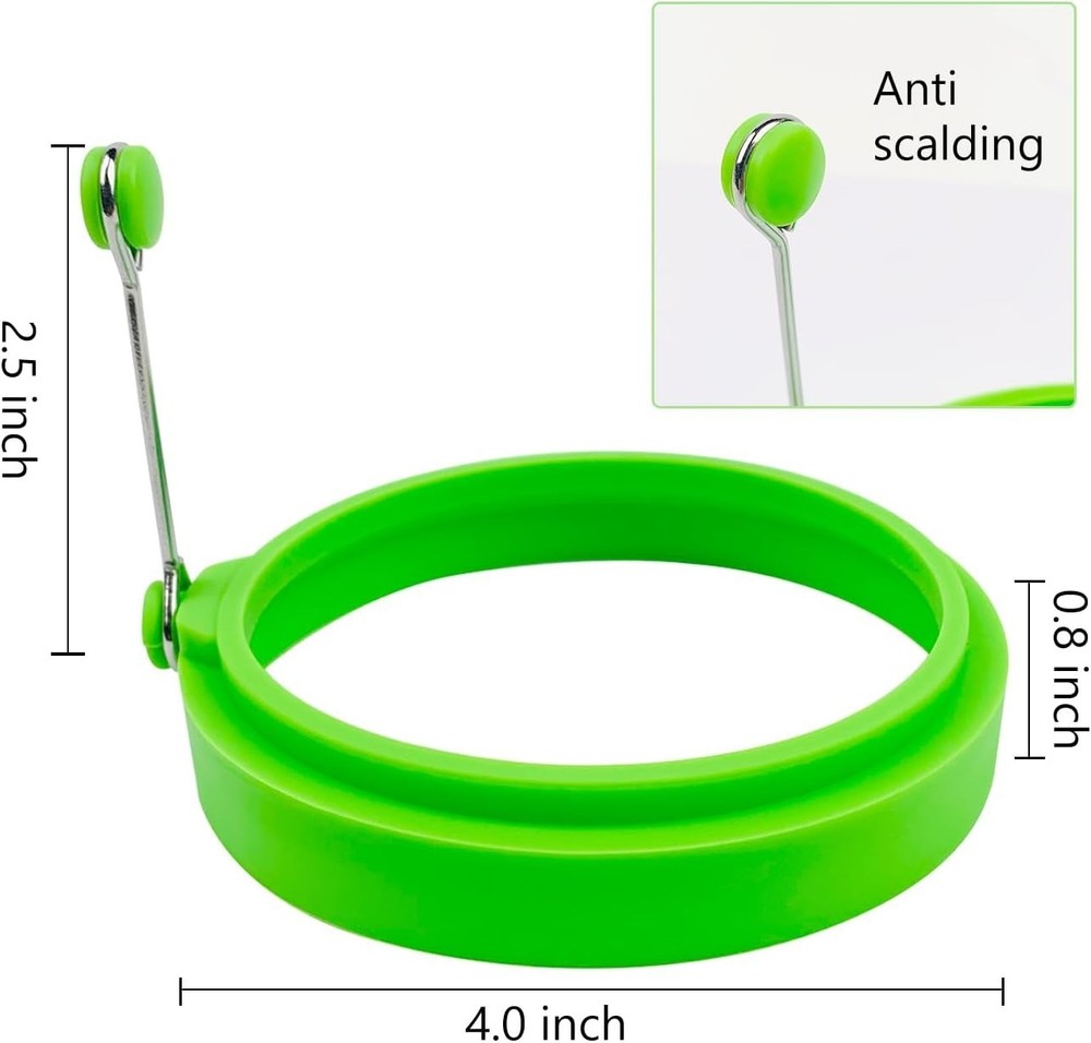 Egg Ring Set, Silicone Egg Ring Molds, Fried Egg Rings and Non-stick Egg Cooker