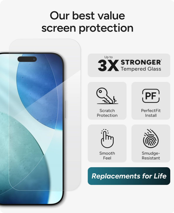 ZAGG Glass + Screen Protector for iPhone 17 Pro - GLASS SCREEN ONLY