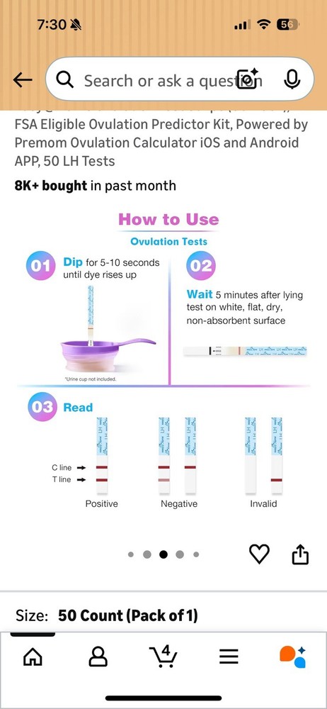 Easy@Home Ovulation Test Strips (50-Pack), FSA Eligible Ovulation Predictor Kit