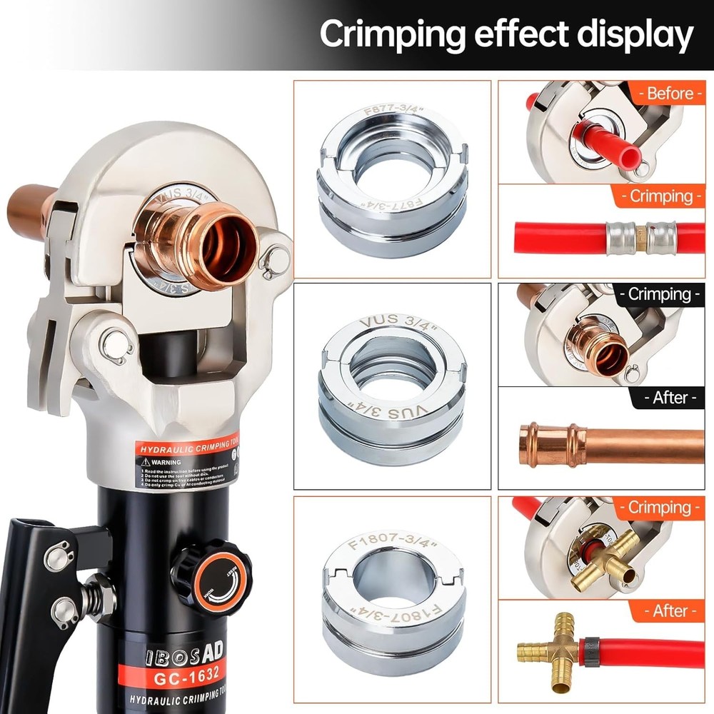 Copper Pipe Crimping Tool with Dies for Various Sizes-