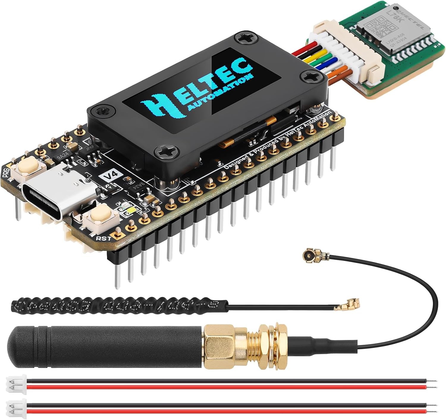 Heltec ESP32 LoRa V4 OLED Dev Board+ 915MHz Antenna+GPS Module for Meshtastic