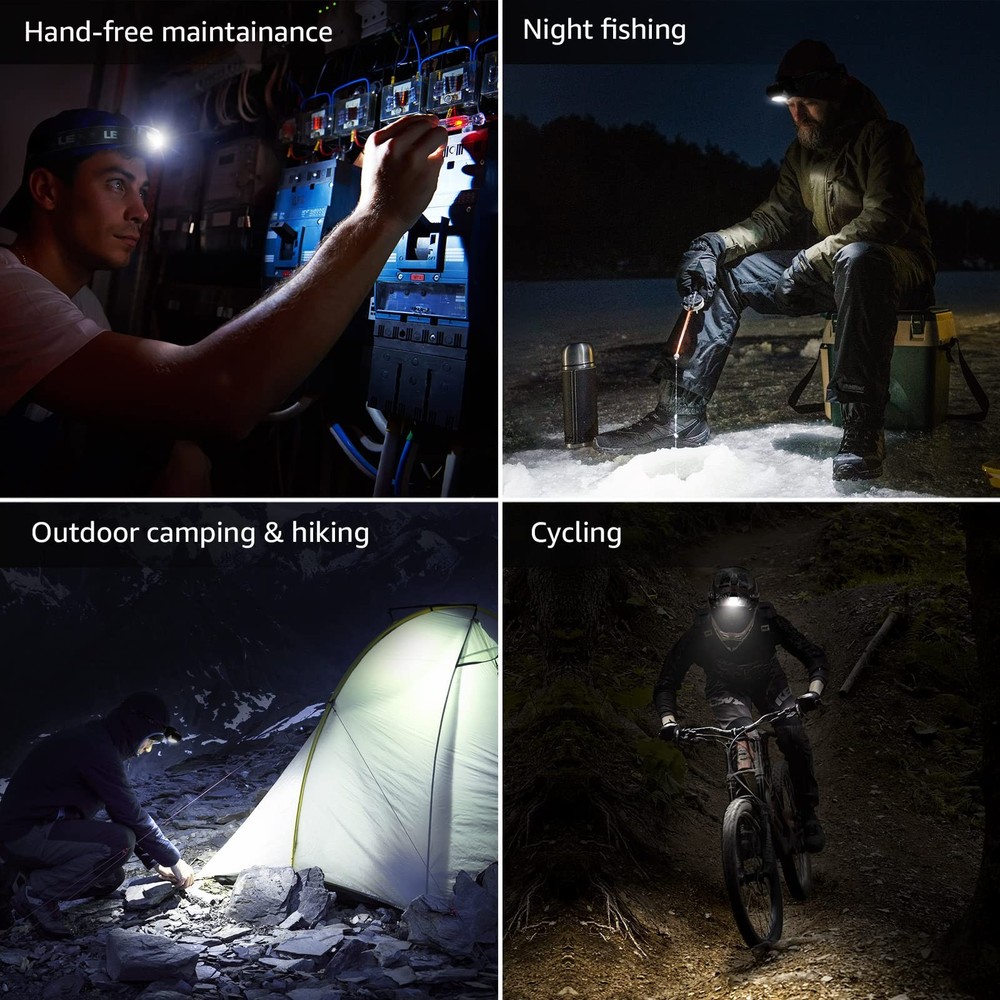 2-Pack LED Headlamp Super Bright 6 Modes Waterproof Battery Powered Camping Mini