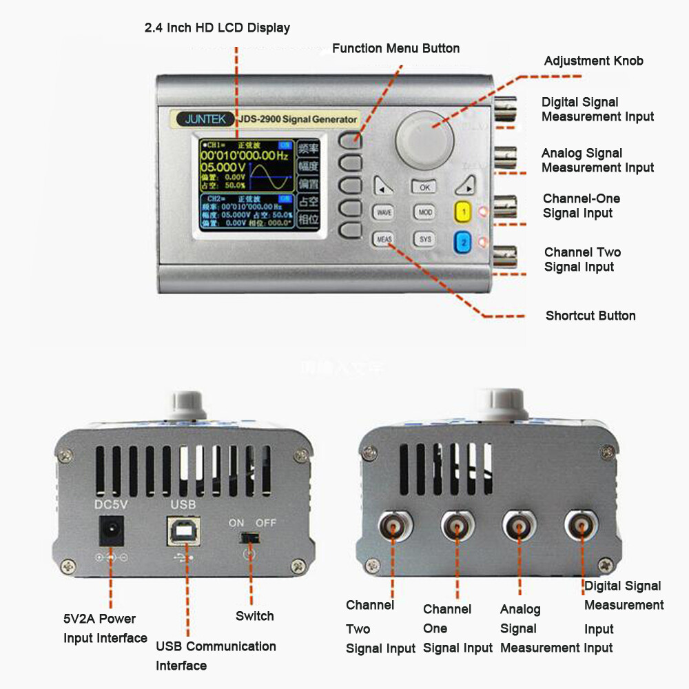 CNC Dual Channel DDS Arbitrary Waveform Signal Generator Pulse Frequency Meter