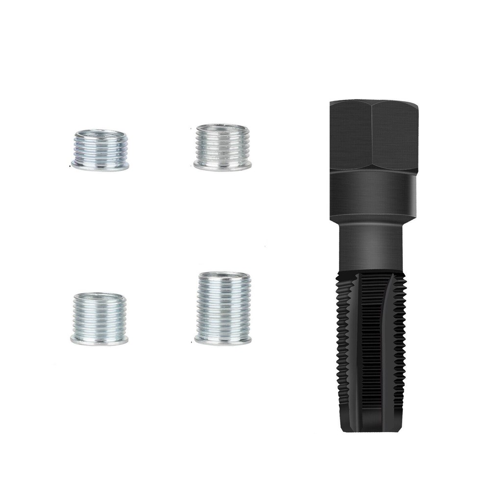 M14 x1.25 Spark Plug Rethread Thread Repair Kit Reamer Tap with 4 Inserts E
