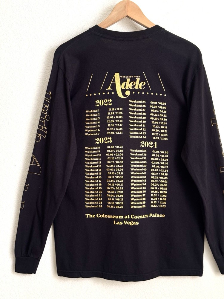 Adele Weekends With Adele Las Vegas Long Sleeve Shirt Black Medium Official
