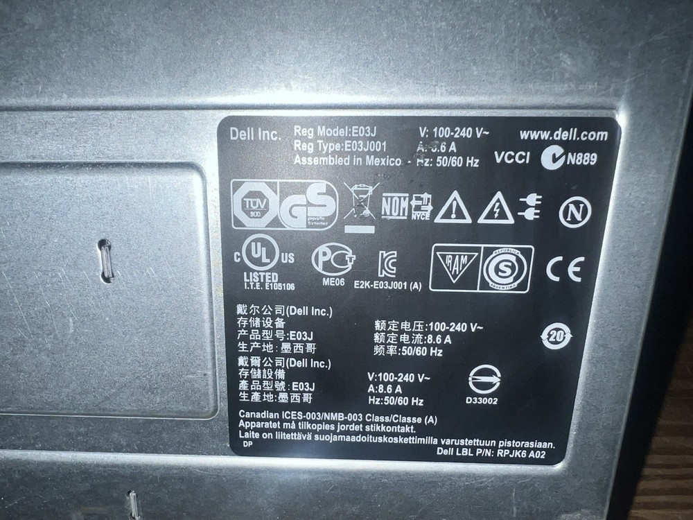 DELL E03J POWERVAULT MD1200 STORAGE ARRAY SERVER 11*3TB HDD'S