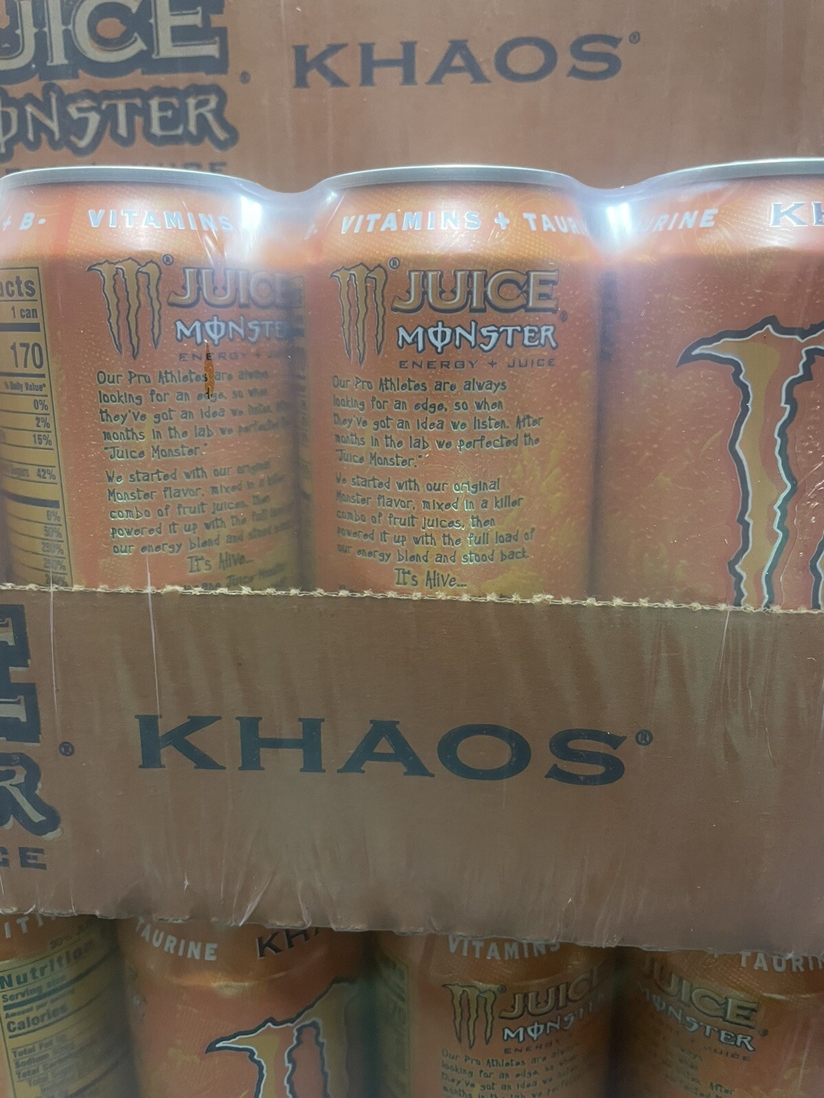 Monster Energy JUICE KHAOS - 12 Pack - Free Shipping + Rare Hard Find! 4/25 Exp